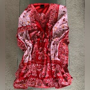 Red Elephant Print Swim Coverup